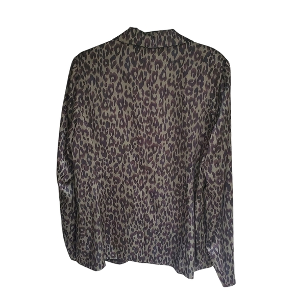 Skies Are Blue Green Leopard Print Satin Blazer - XL - Picture 3 of 4